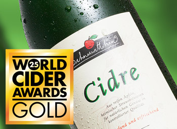 Cidre Flasche mit WorldCiderAward Gold